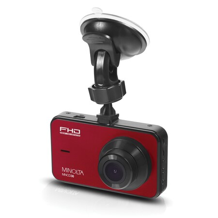 Minolta MNCD36 1080p Full HD Dash Camera with 3-Inch LCD Screen (Red) MNCD36-R